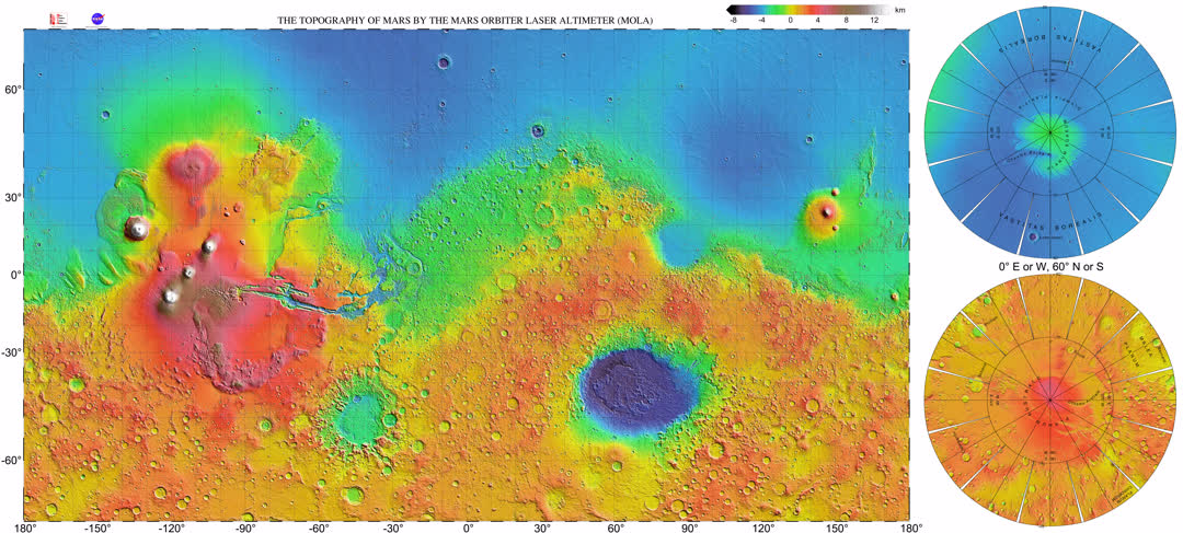Mars elevation map