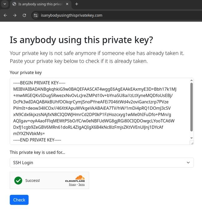 Finally a website where you can test if your private key is leaked inspired by haveibeenpwned