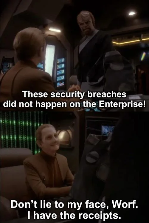 he literally starts reading off the security breaches