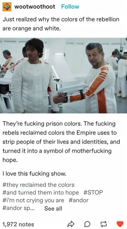Orange is a good color for spotting and rescuing downed X-wing pilots, I think that was pretty much it, originally.