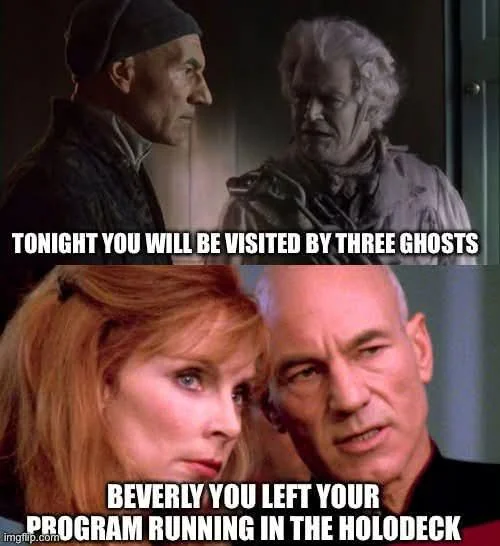 I hate it when people forget to shut off their holodeck program, I dont need to know what kind of kink you are into.