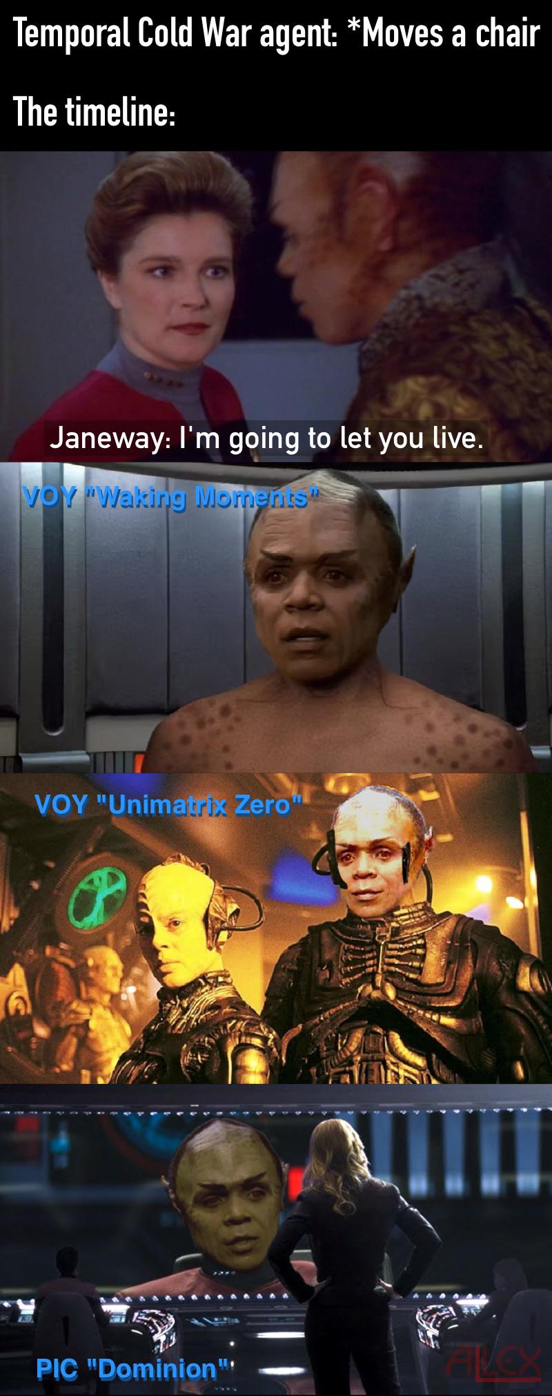 The real reason why Janeway traveled back in time to kill the borg.