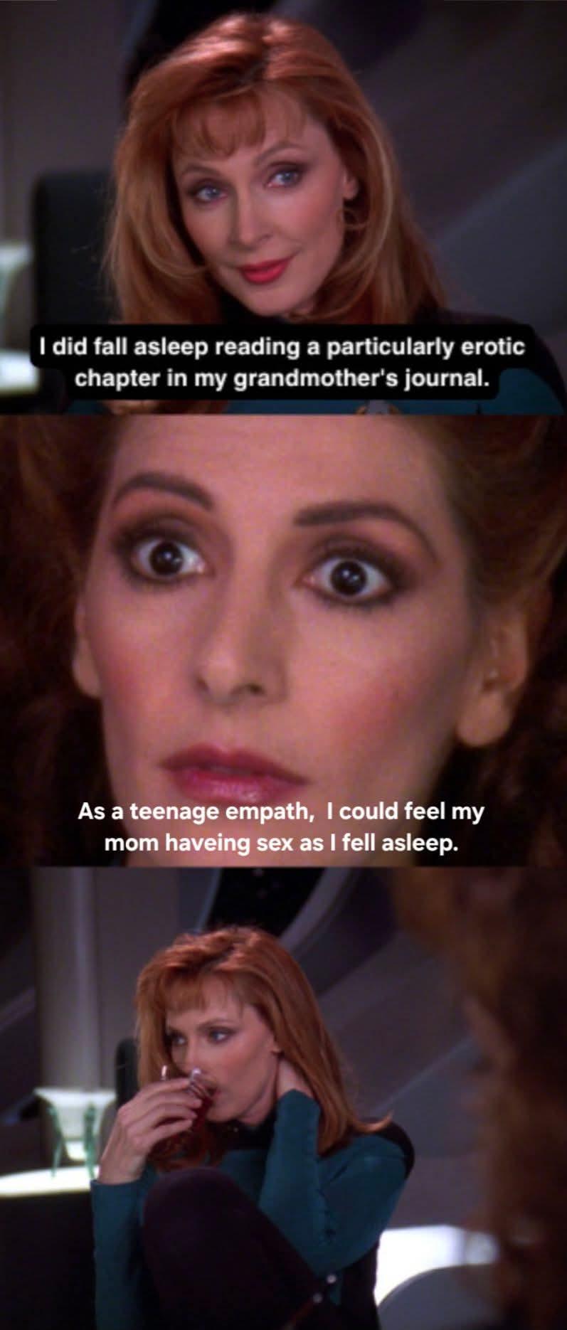 Given they have weddings stark naked I think Betazoids are fairly open about this kind of stuff.