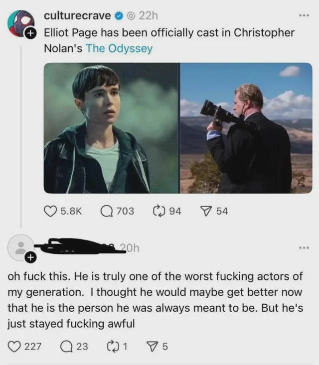 "I'm going to insult you and call you an awful actor with expletives and everything but I'm also going to respect your gender identity and support your transition"