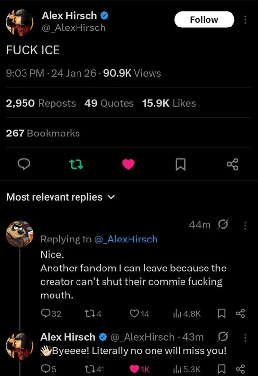 Alex Hirsch is not backing down on criticizing ice