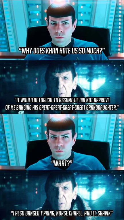 Kelvin Spock would be so jealous of prime spocks relationship successes