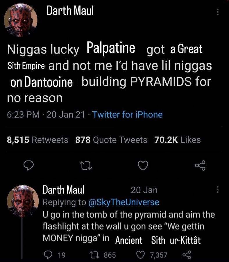 New plot synopsis for the upcoming animated show MAUL: SHADOW LORD cw: slur