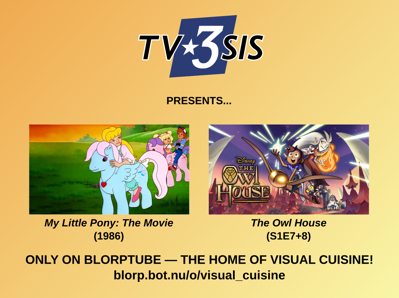Giddy up! We're watching My Little Pony: The Movie (1986) + Owl House S1E7+8 on Blorptube @ 11 PM CET / 5 PM EST