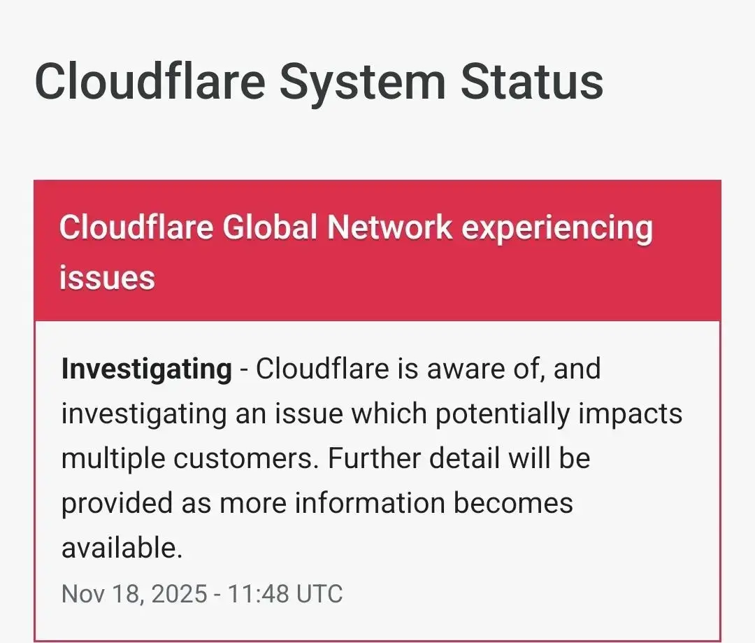 Cloudflare Global Network experiencing issues