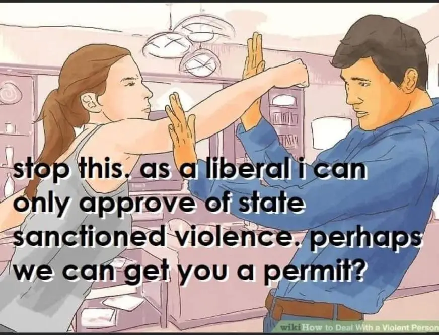 0w0 we can't get violent, we have to use the tools that capitalism provides us to fight them! It'll totally work! We just have to voteee!!! - liberals