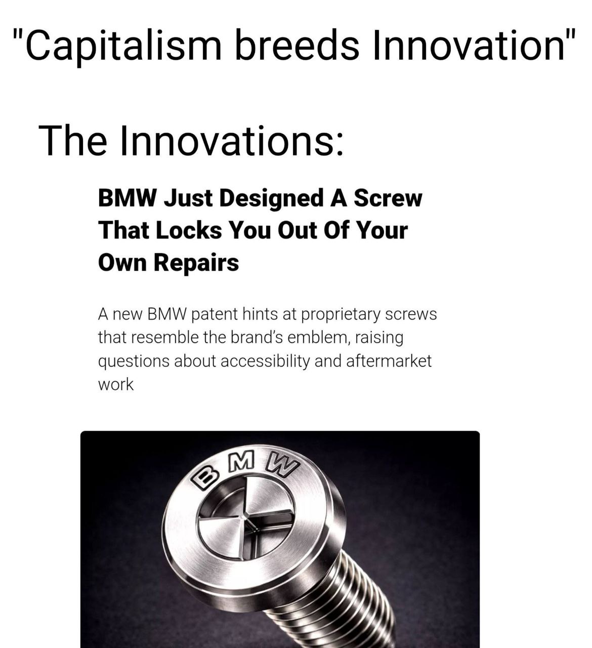 Capitalism breeds inovation