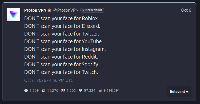 A strong message to you by Proton
