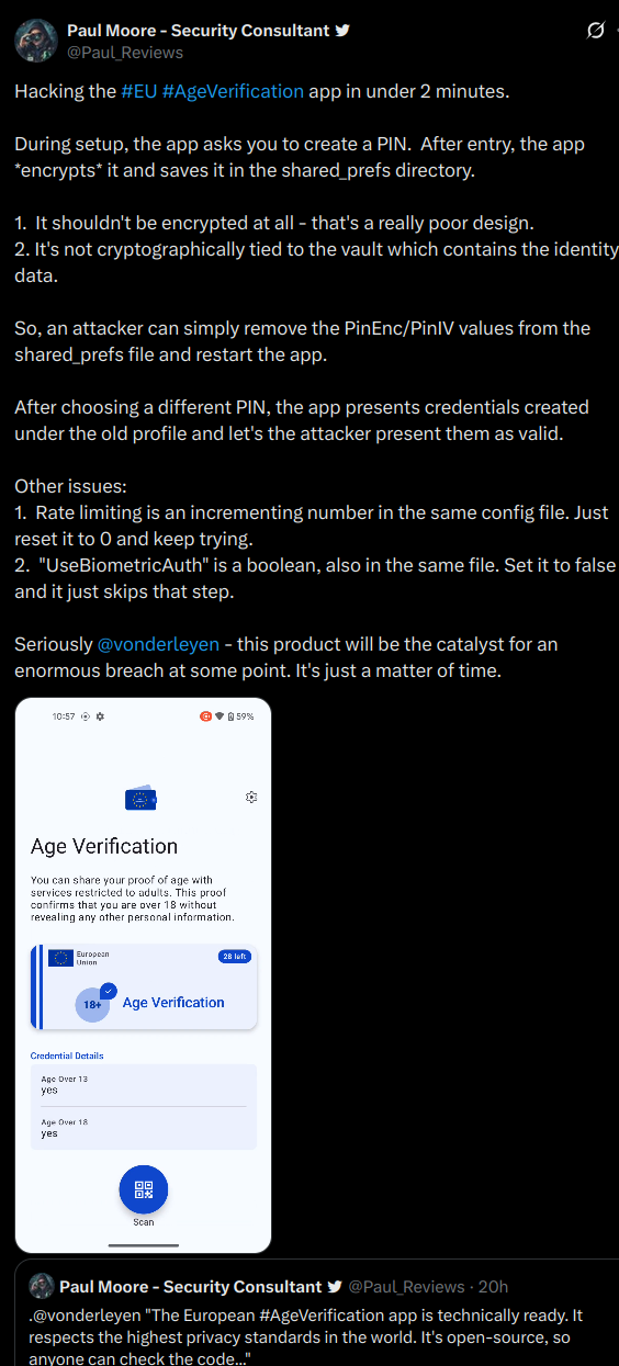 New EU age verification app hack speedrun record