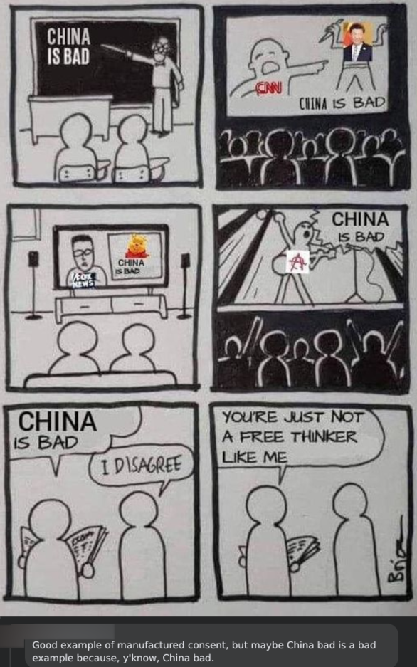 "cuz, y'know, China bad."