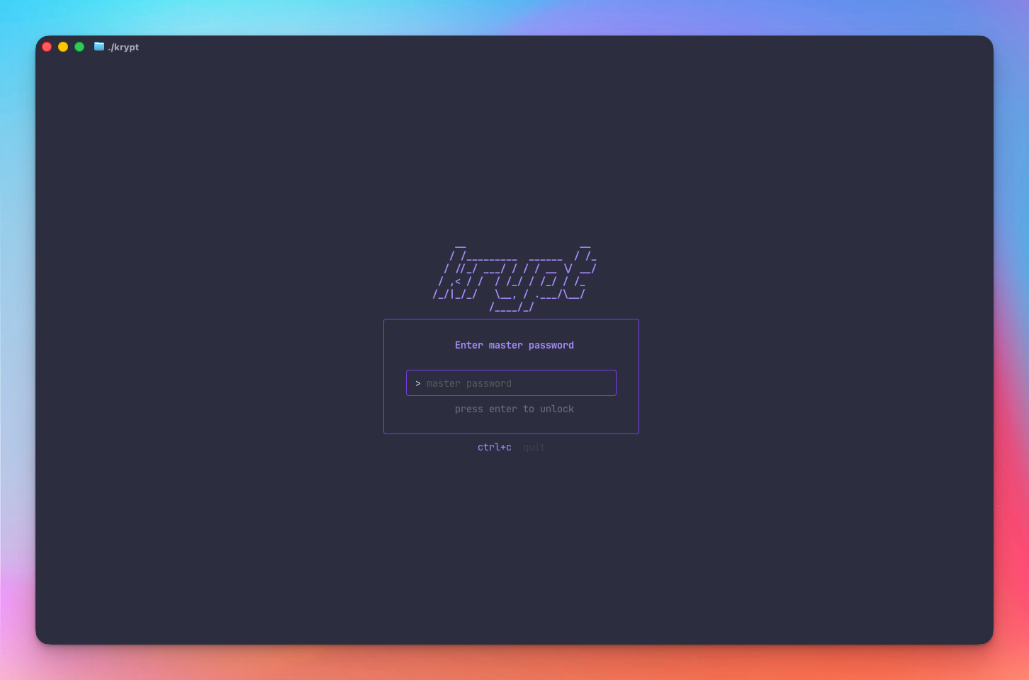 krypt - terminal password manager (tui)