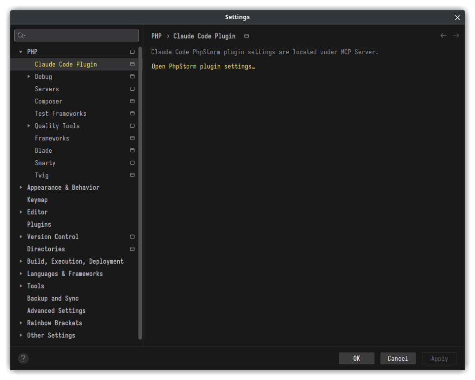 ...are you JetBrains or Anthropic, or? // Instead of actually valuable settings, there's "Claude Code Plugin".