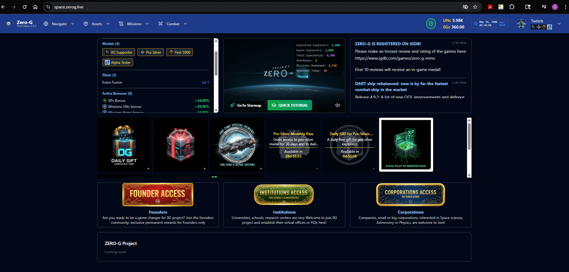 Found a browser space MMO using real orbital physics