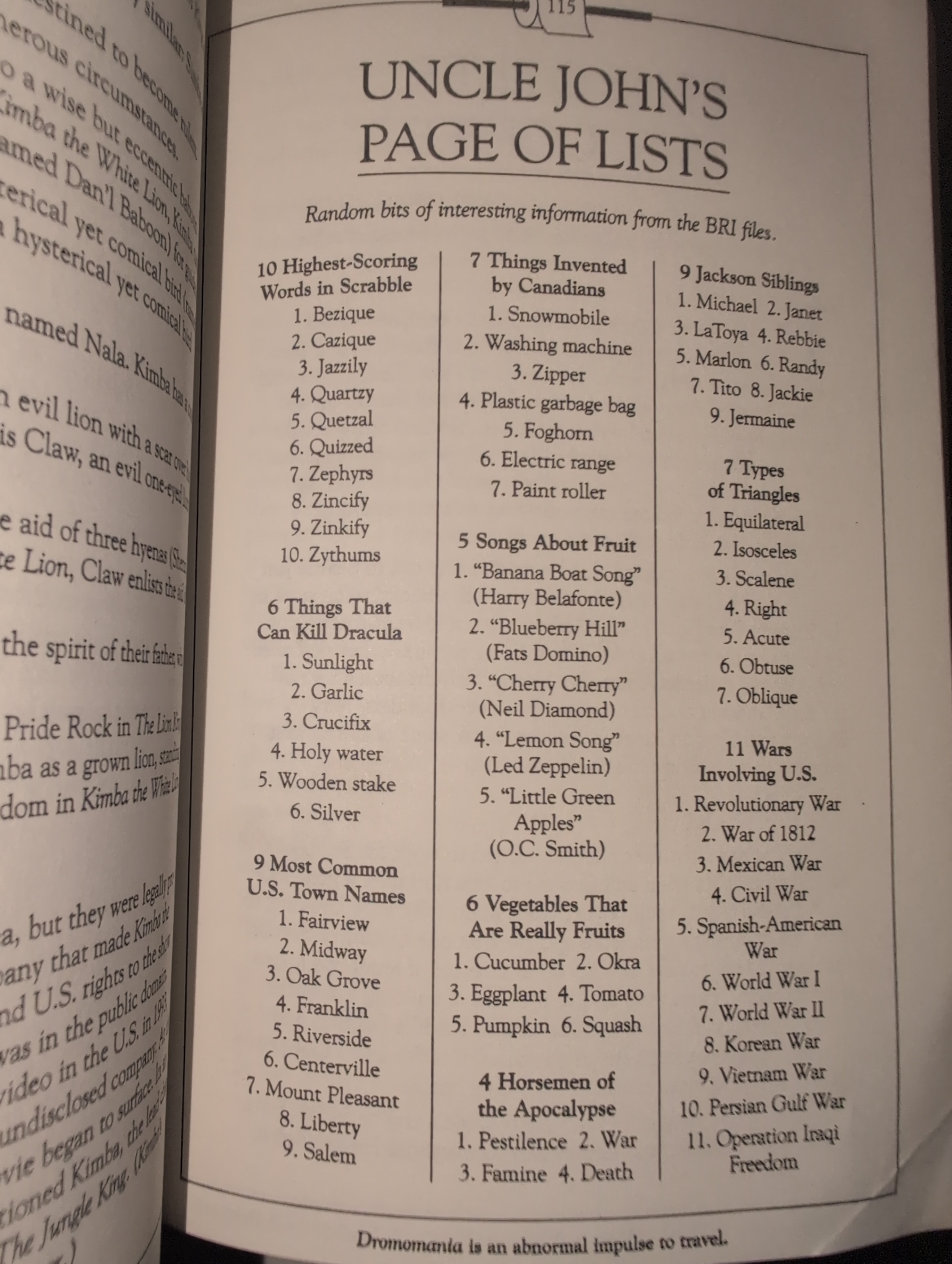 TIL about Uncle John's Page of Lists