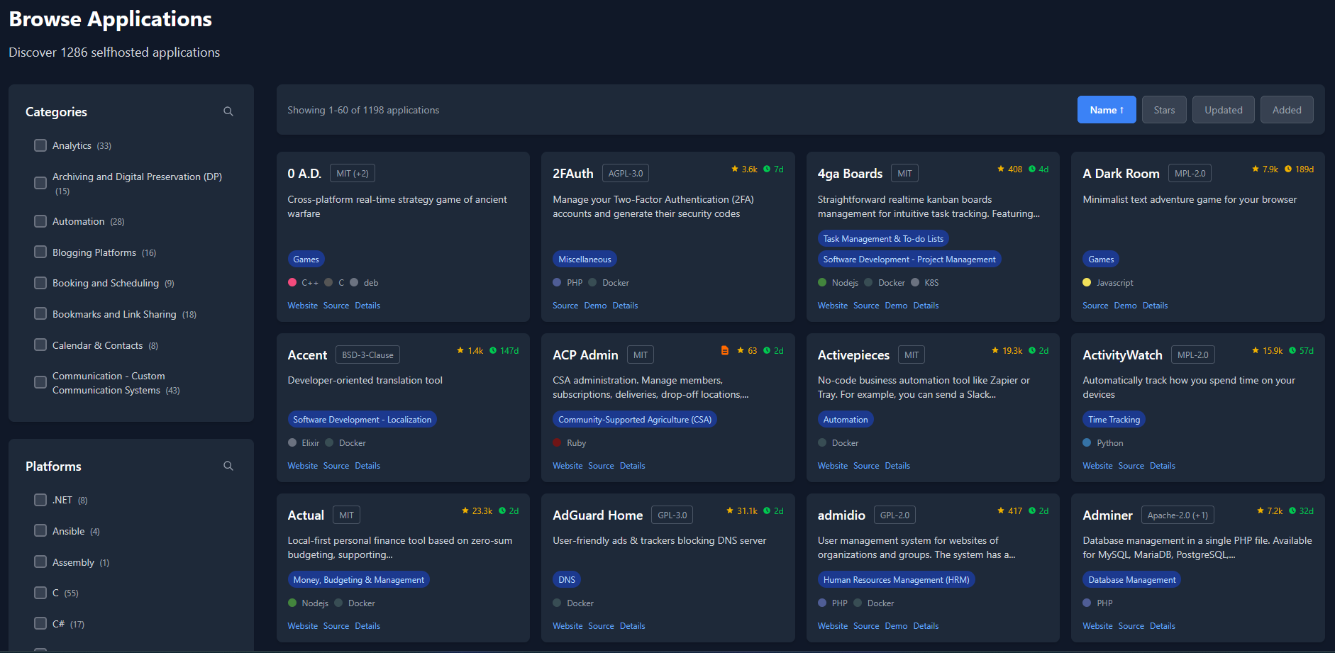Awesome-web - Alternative fronted for awesome-selfhosted