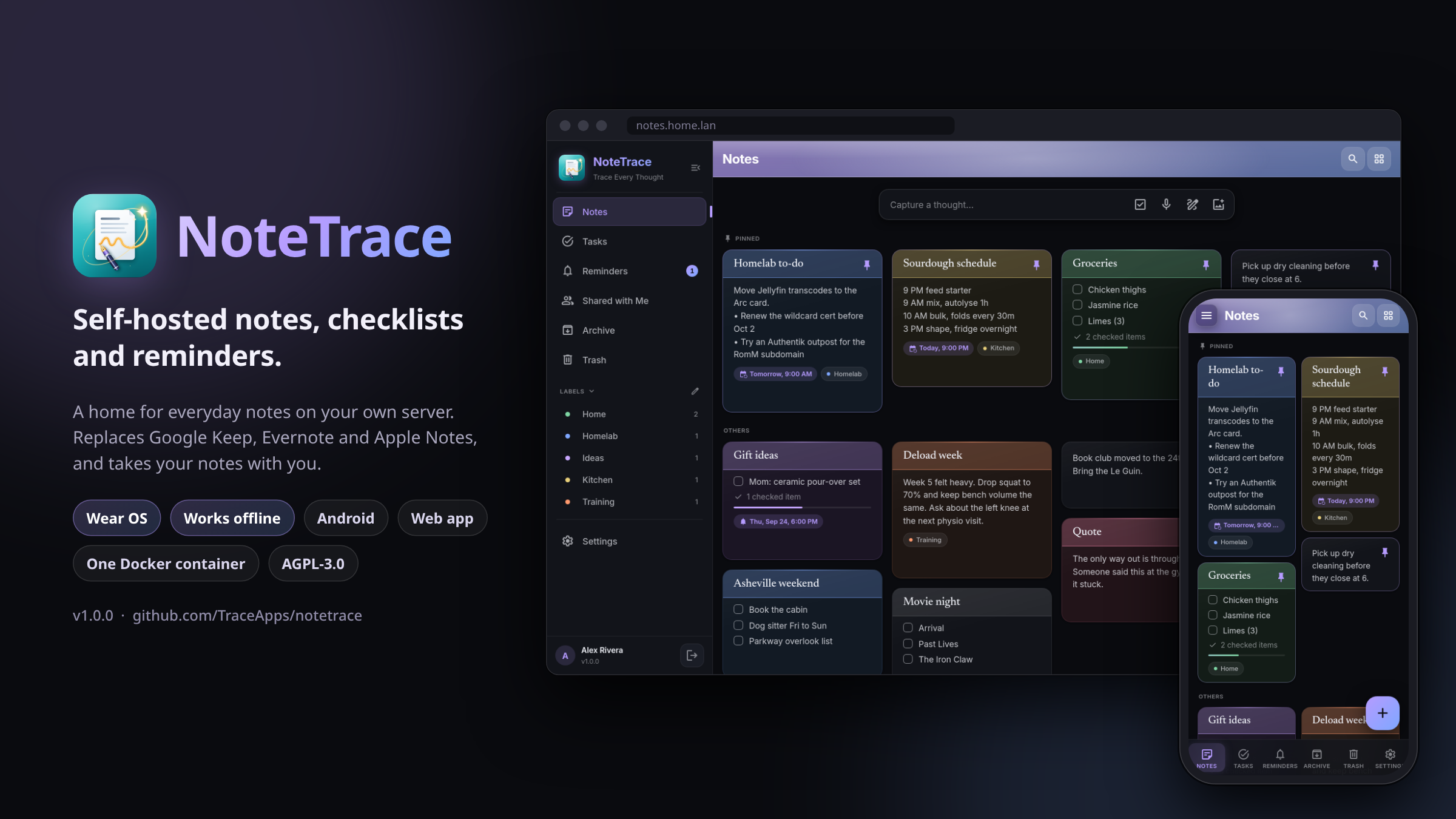 [AIP] NoteTrace v1.0.0 released: First Stable Release, Wear OS App, Offline Everywhere