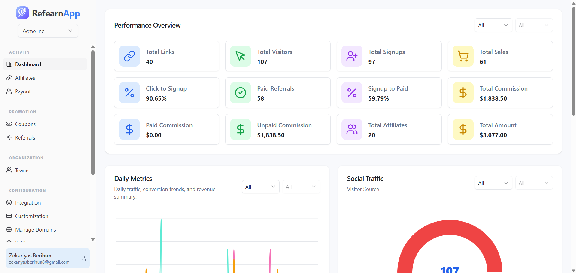 Self-hosted alternative to Rewardful/FirstPromoter (no data sharing, no subscriptions)