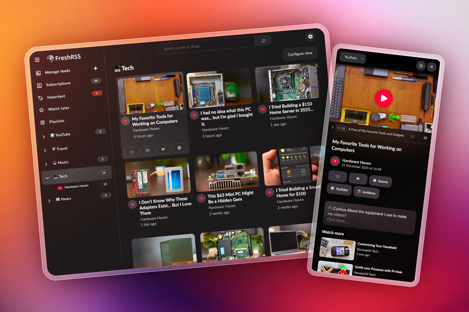 Youlag (v4.2.0): Modernize FreshRSS for viewing YouTube and articles, now with DeArrow support to combat clickbait