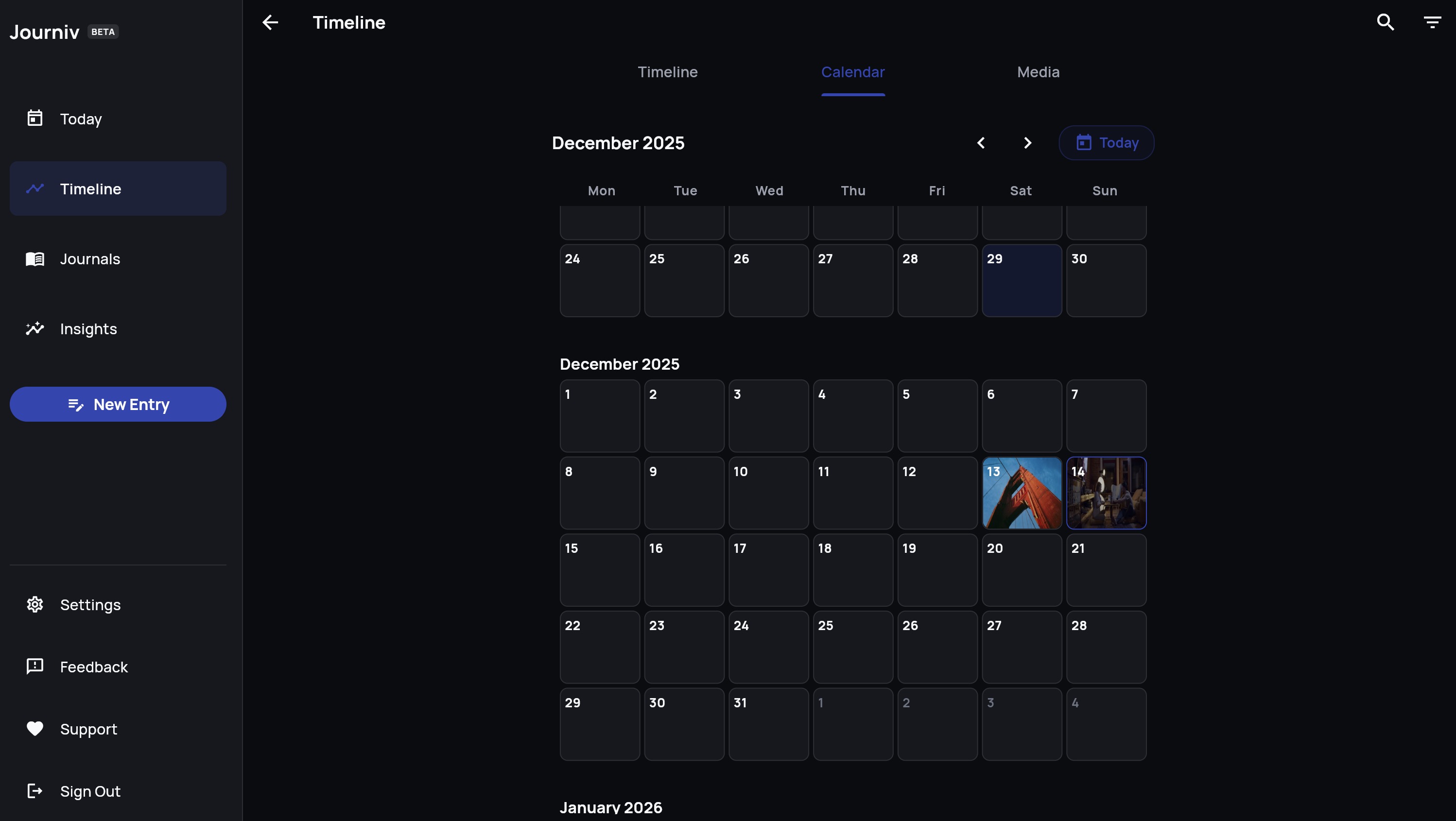 Journiv v0.1.0-beta.10: Timeline, Calendar View and Dynamic Tag Support