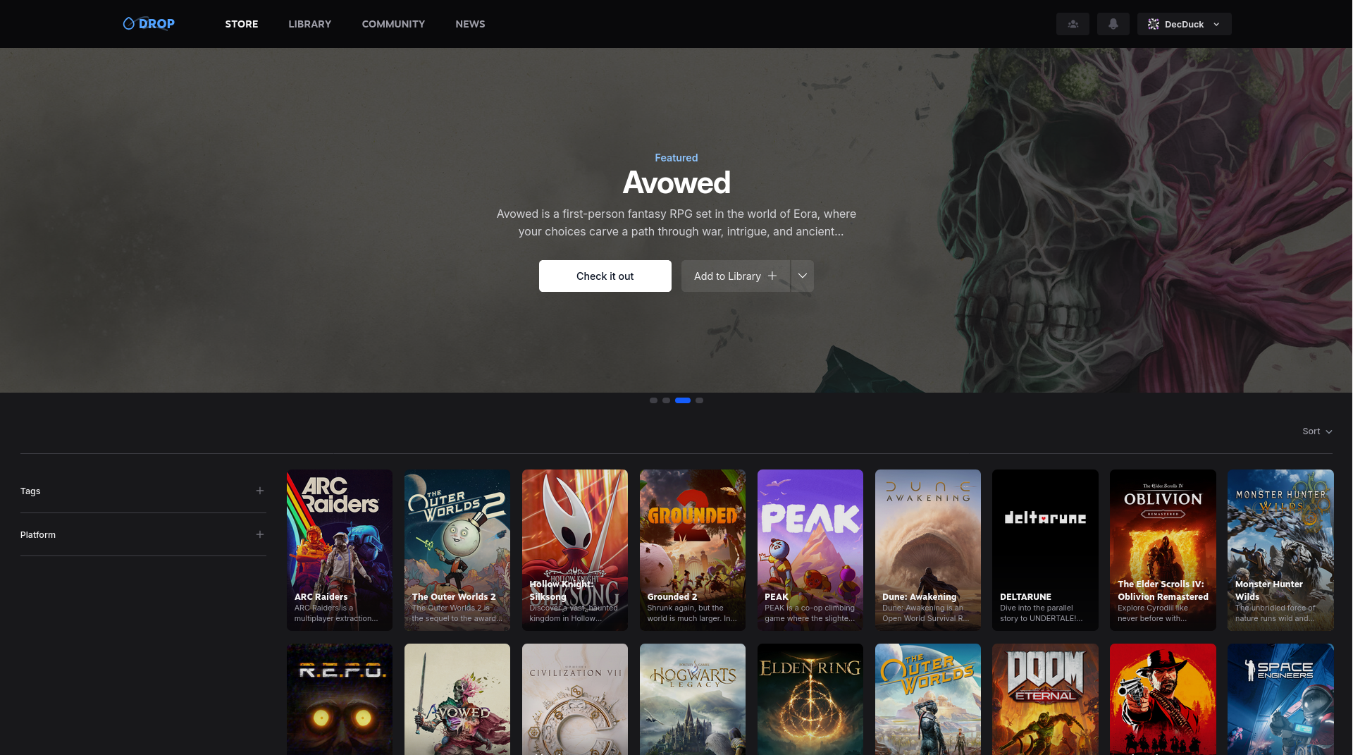 Drop OSS - an open-source, self-hosted alternative to platforms like Steam and Epic.