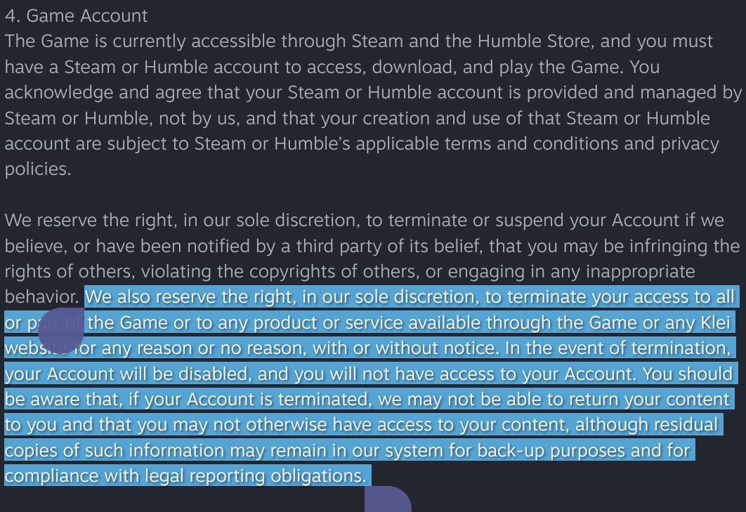 Rule 4 of Steam TOS