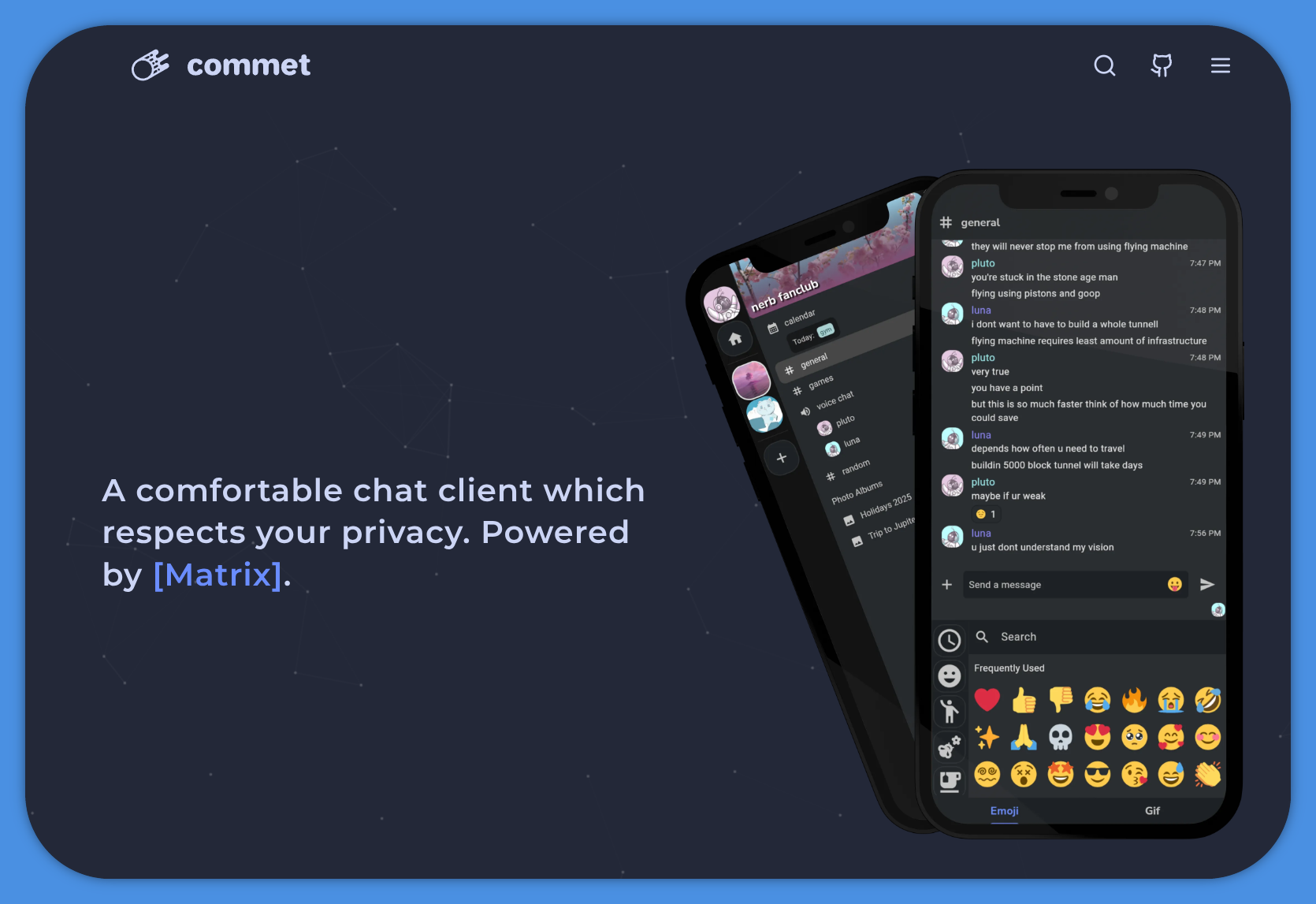 Give your Matrix account a Discord UI with Commet