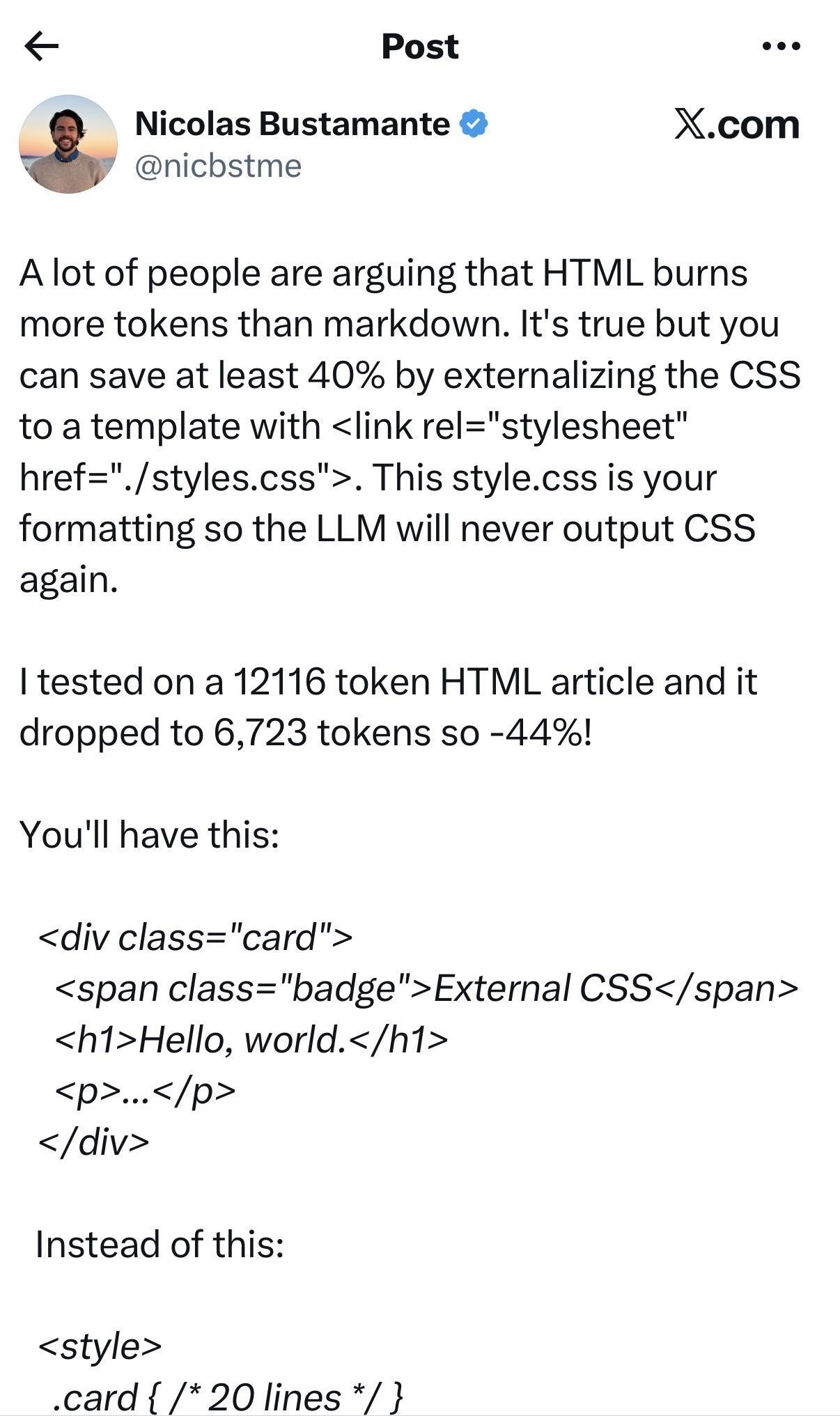 You can save at least 40% by externalizing the CSS