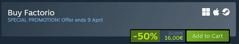 Factorio is 50% off on Steam currently