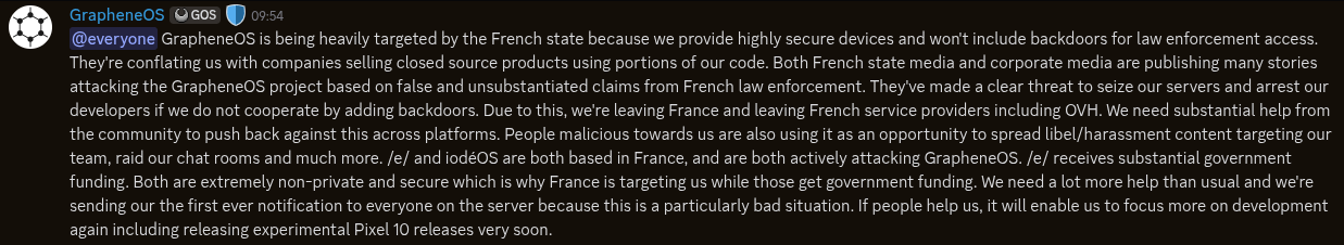GrapheneOS being targeted by France