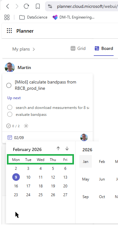 Start week with Monday in Microsoft Planner